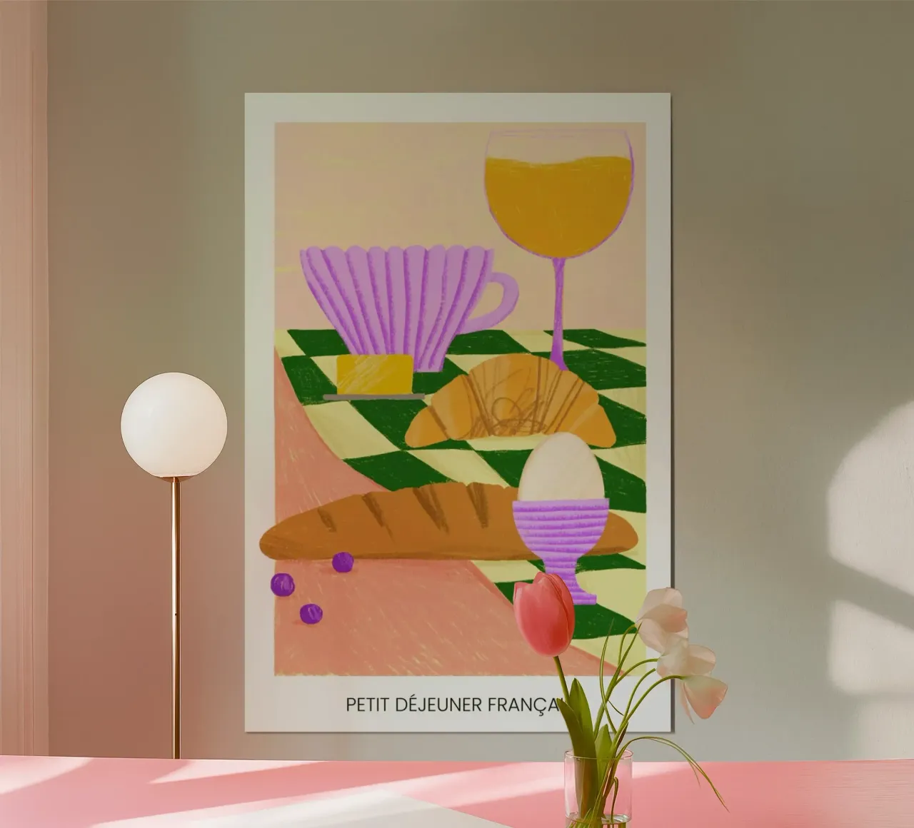Petit Déjeuner Francais poster con telaio in legno da Studio One