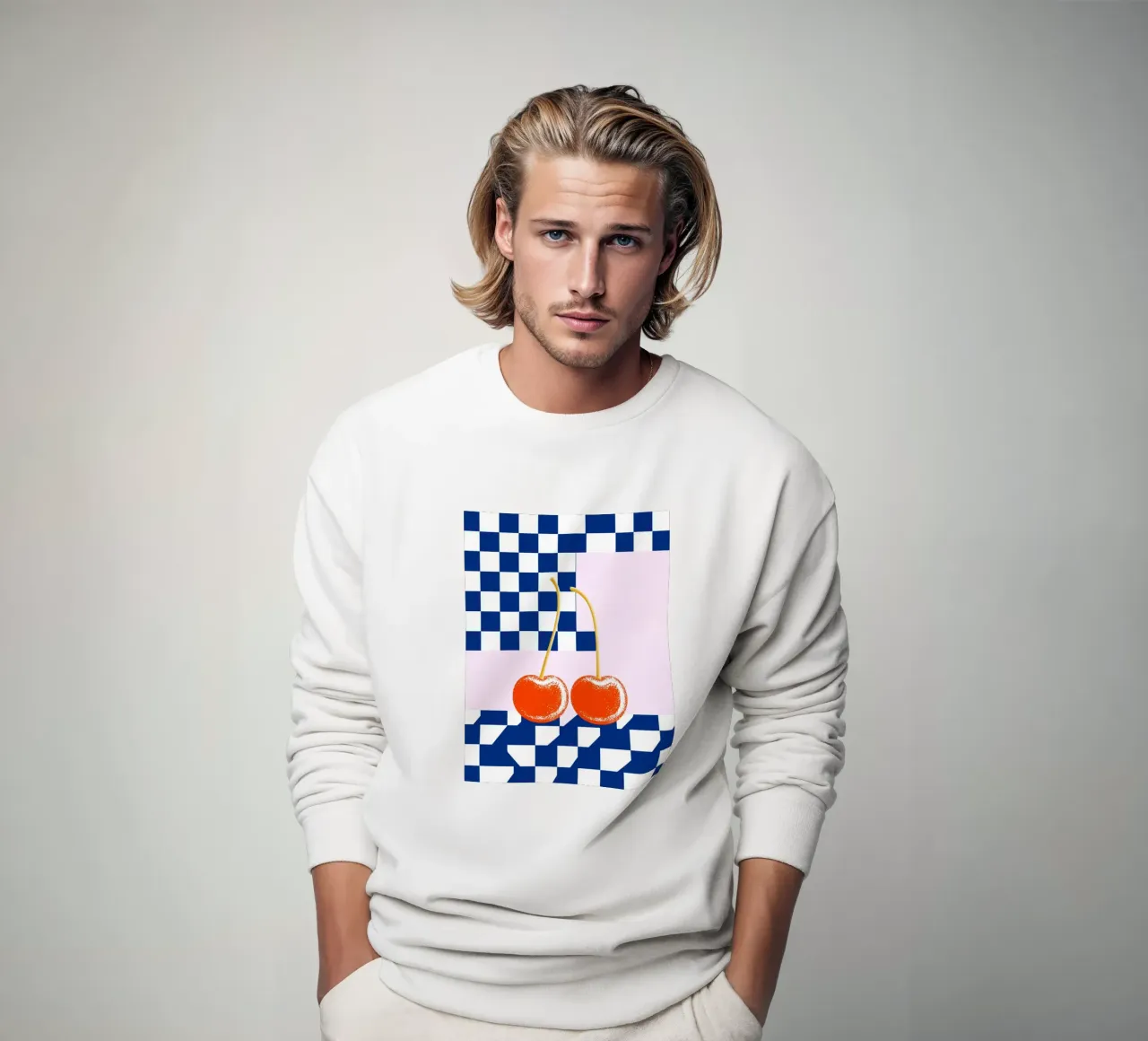 Scacchiera con ciliegie felpa da Carinaprint