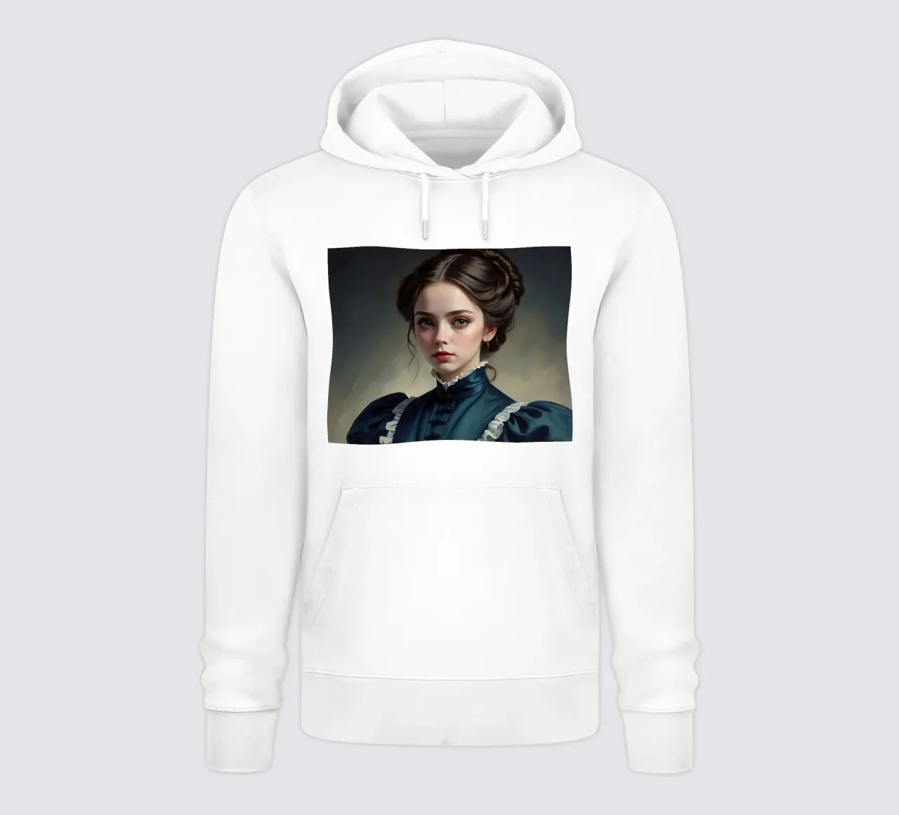 giovane donna in abito storico con acconciatura elegante felpa con cappuccio da DesignDoodle