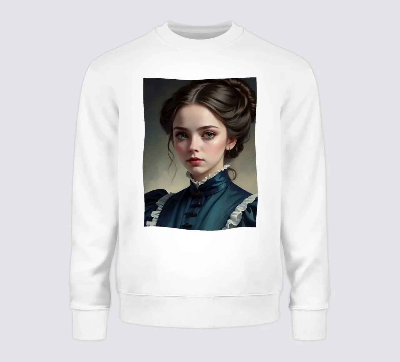 giovane donna in abito storico con acconciatura elegante felpa da DesignDoodle