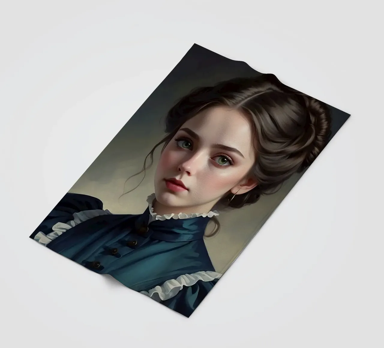 young woman in historical attire with elegant hairstyle fleece blanket by DesignDoodle