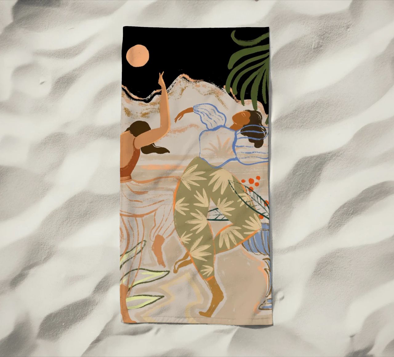 Dance Under the Moonlight beach towel by Arty Guava