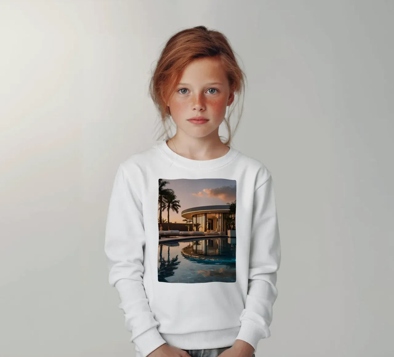 Moderna villa di lusso con splendido riflesso del tramonto felpa bambino da DesignDoodle