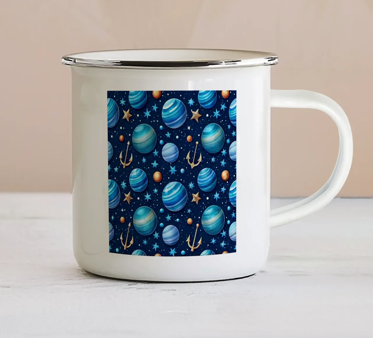 Viaje a Neptuno taza de esmalte de Happy Littles