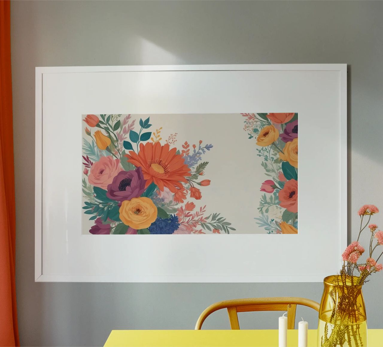 Colorido arreglo floral con gerberas y rosas poster de DesignDoodle