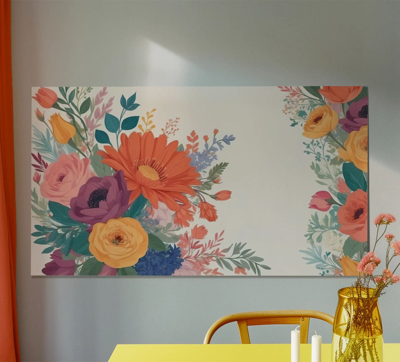 Colorido arreglo floral con gerberas y rosas poster de DesignDoodle