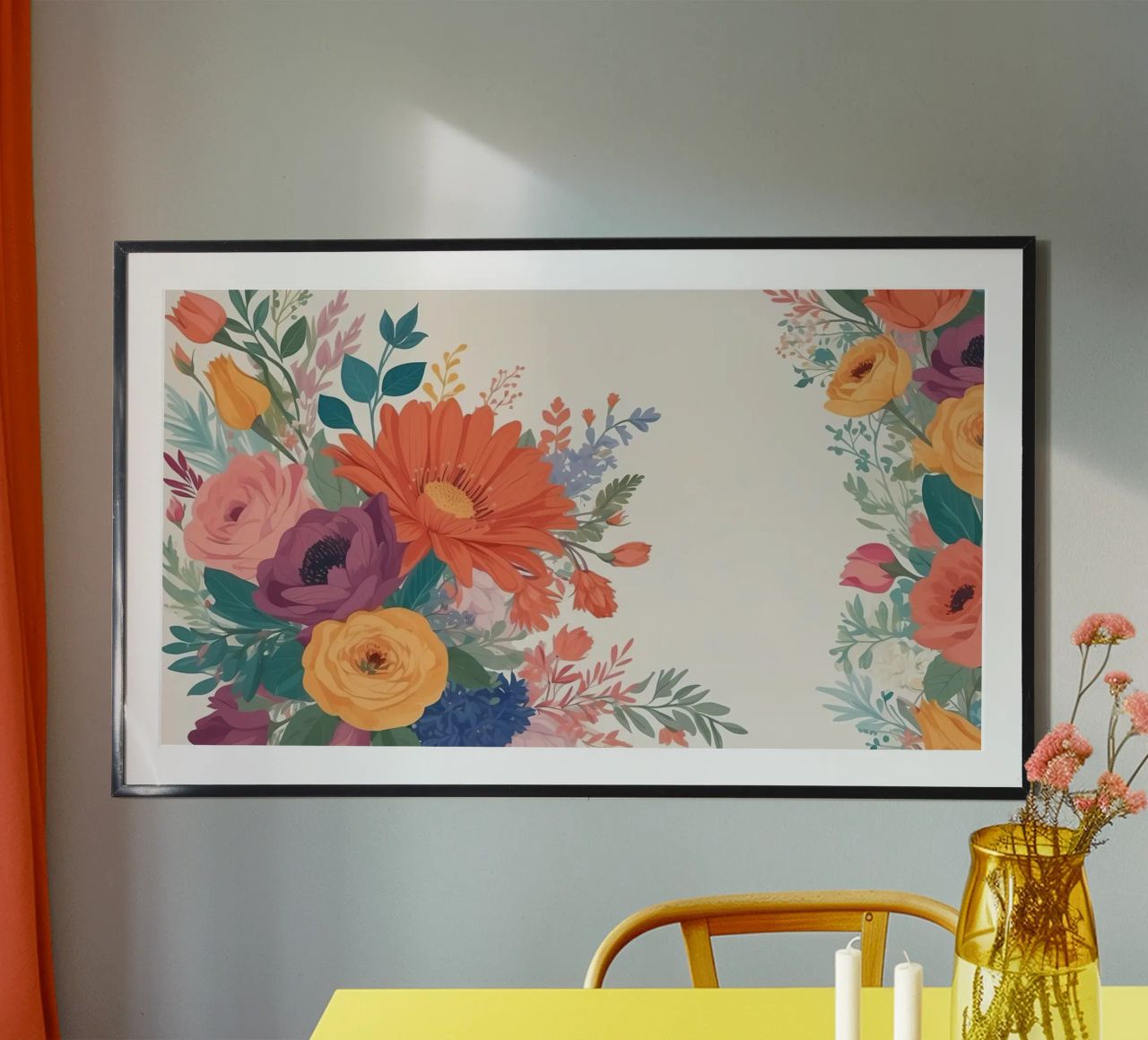 Colorido arreglo floral con gerberas y rosas poster de DesignDoodle