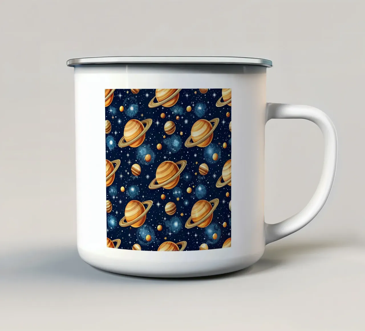 Il paesaggio degli anelli di Saturno tazza in smalto da Happy Littles