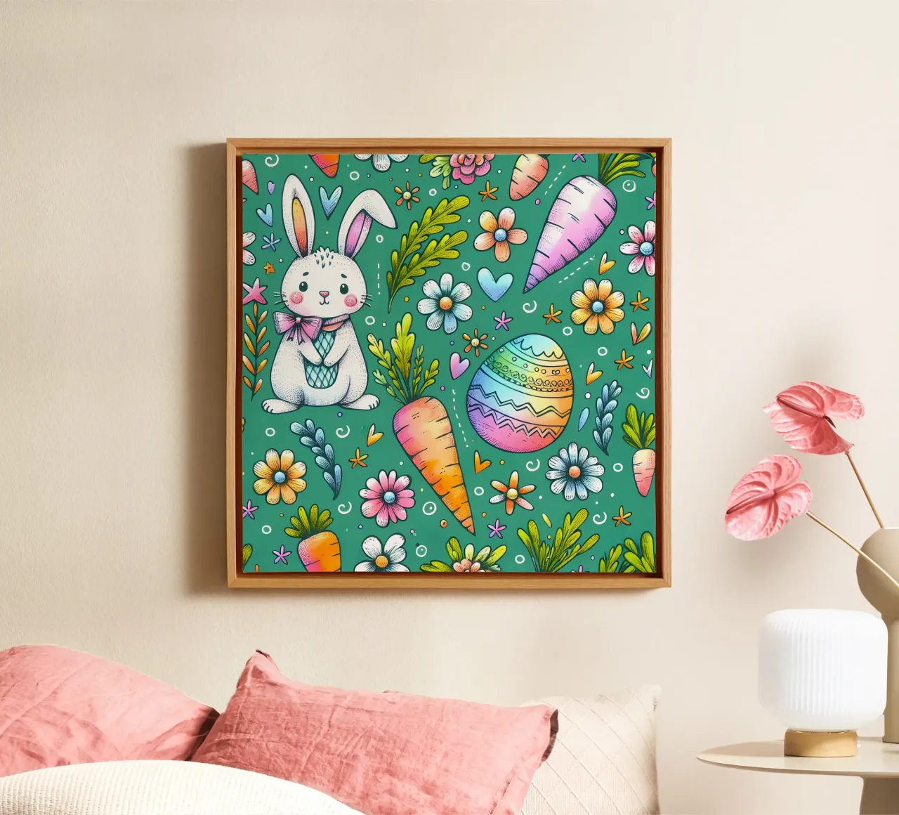 Paashaas krabbels canvas met Baklijst van Happy Littles