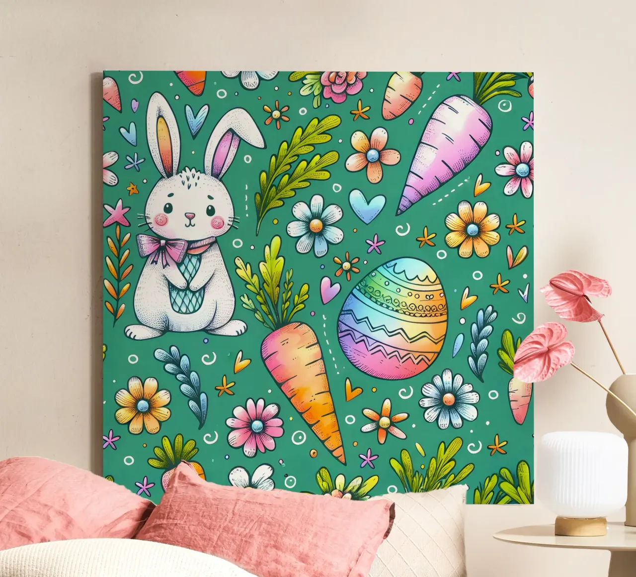 Paashaas krabbels canvas met Baklijst van Happy Littles