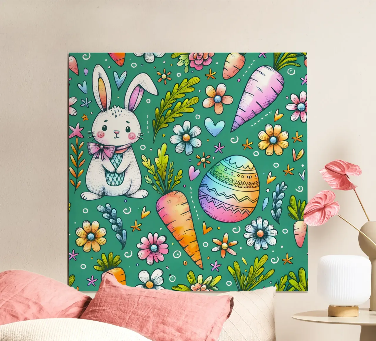 Scarabocchi del coniglietto di Pasqua poster da Happy Littles