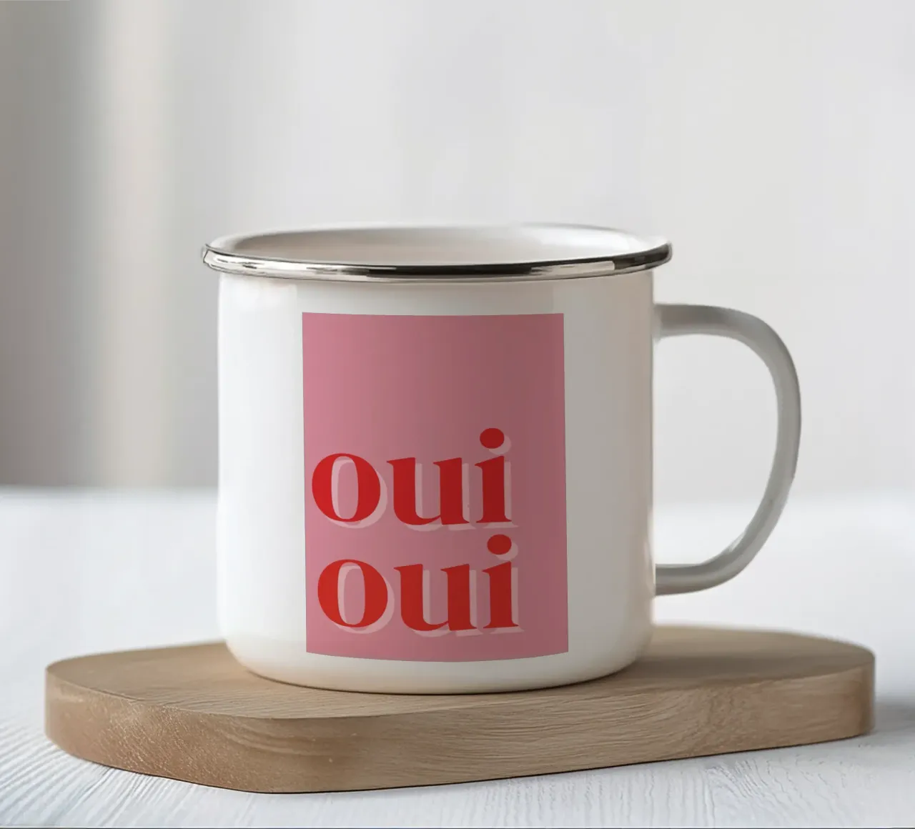 Detto francese rosa OUI OUI tazza in smalto da pdigitalprints