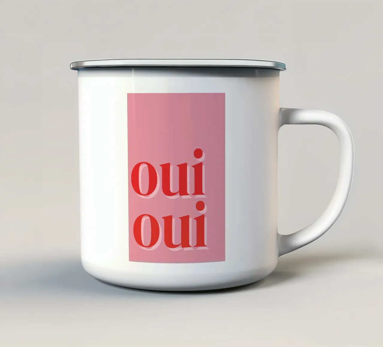 Detto francese rosa OUI OUI tazza in smalto da pdigitalprints
