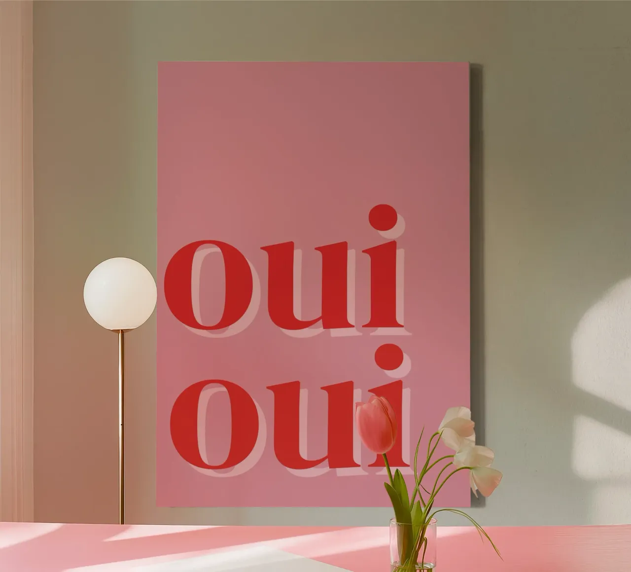 Detto francese rosa OUI OUI tela da pdigitalprints