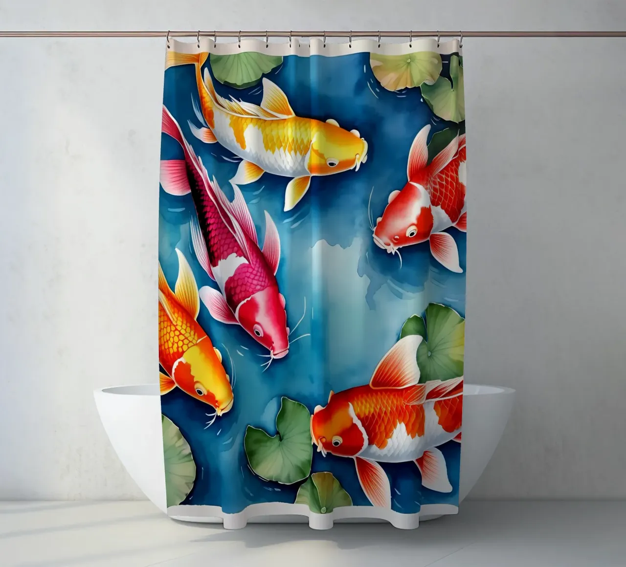 Bunte Kois shower curtain by kosinsart.gallery