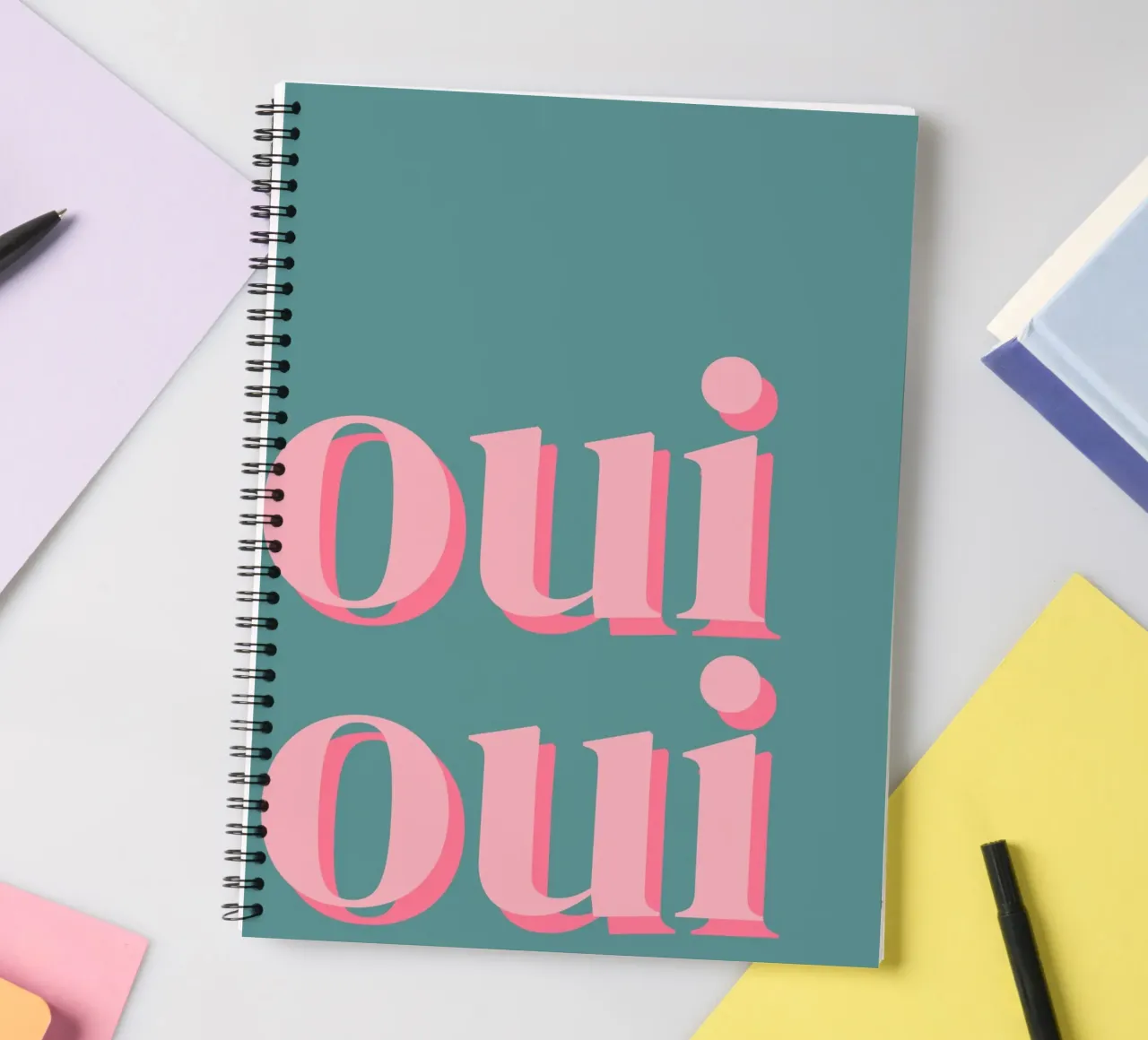 OUI OUI french saying spiral notebook by pdigitalprints