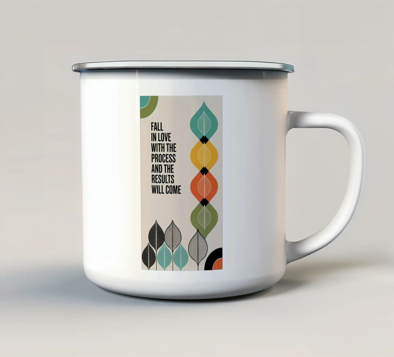 FALL IN LOVE WITH THE PROCESS Emaille Tasse von 20 Farben