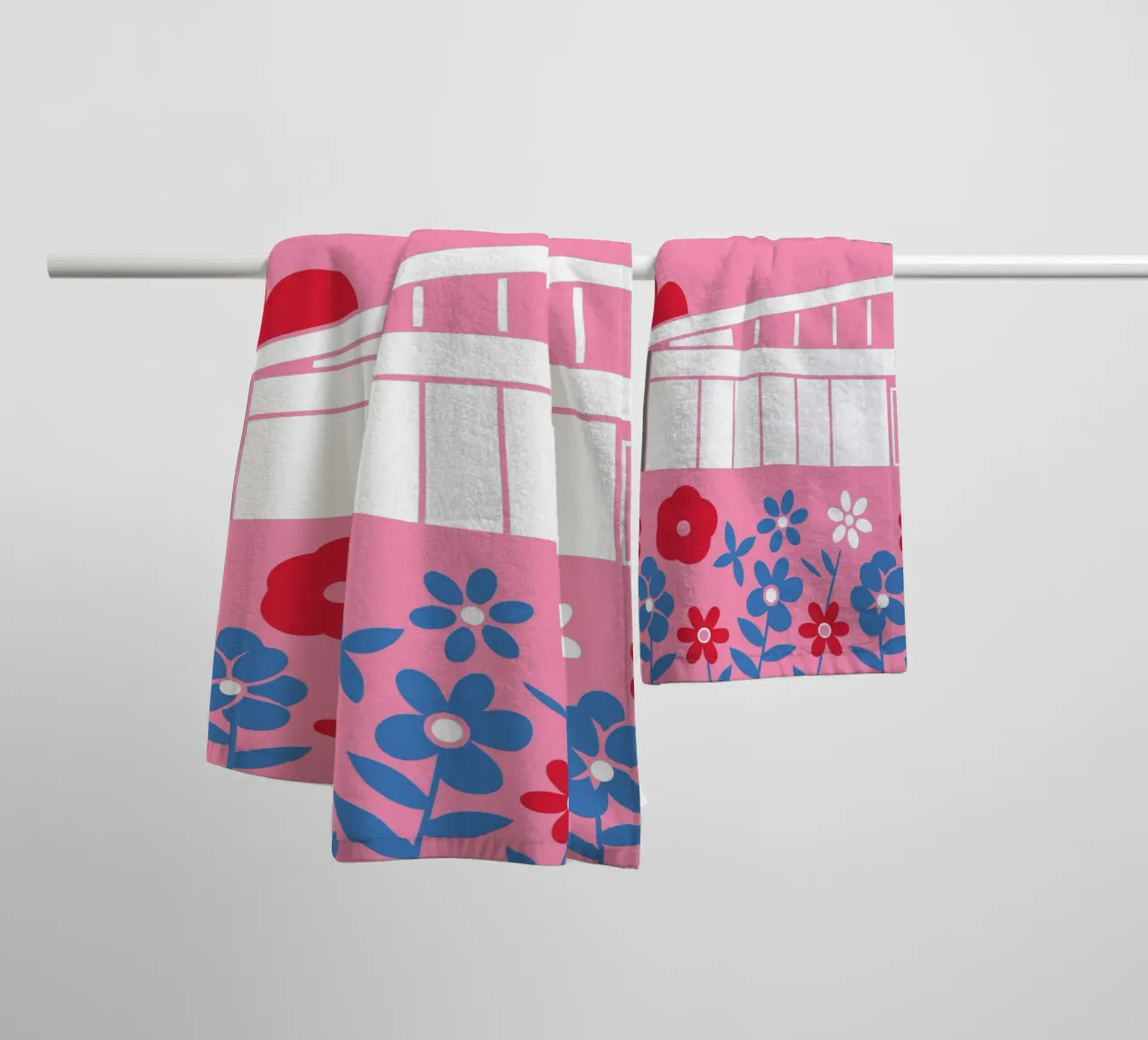 House and Flowers towel by LOOK DIFFERENT