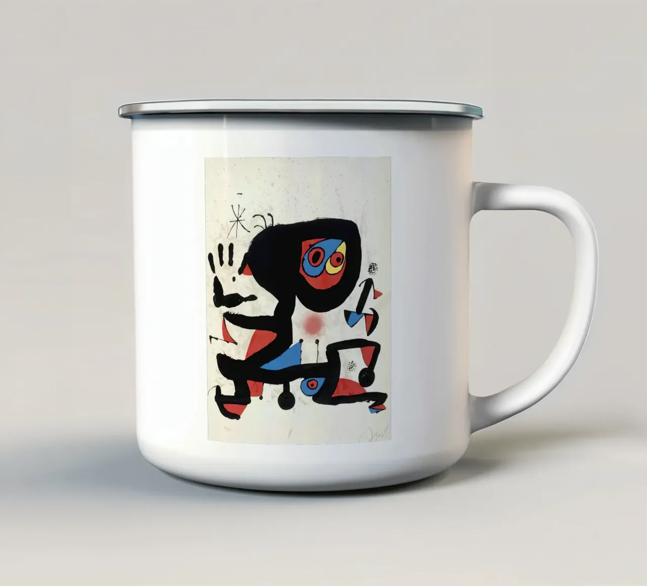Poster della mostra di Joan Mirò tazza in smalto da phillipp veisenberg