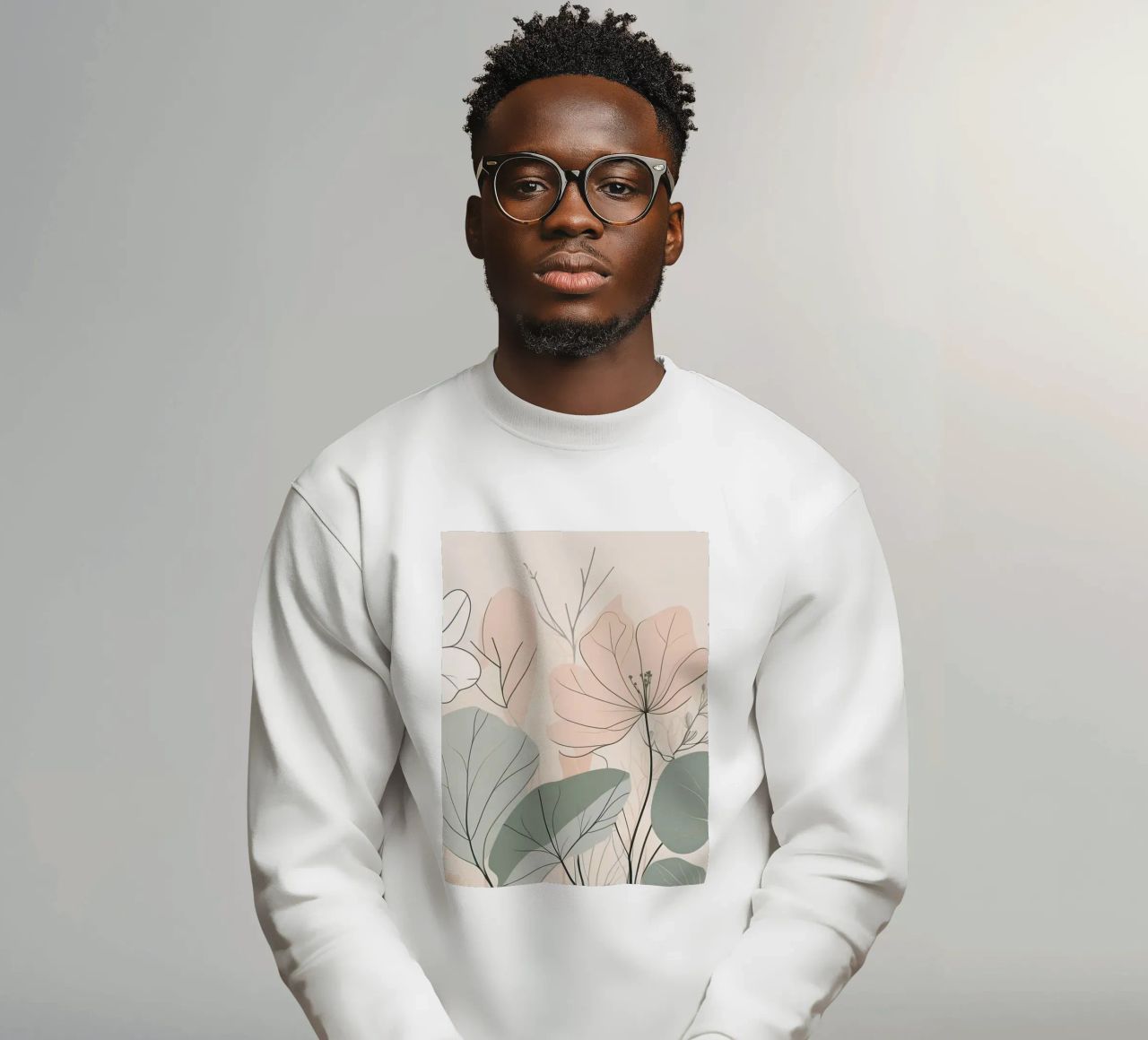 Elegant floral design featuring soft colors and delicate sweatshirt by DesignDoodle