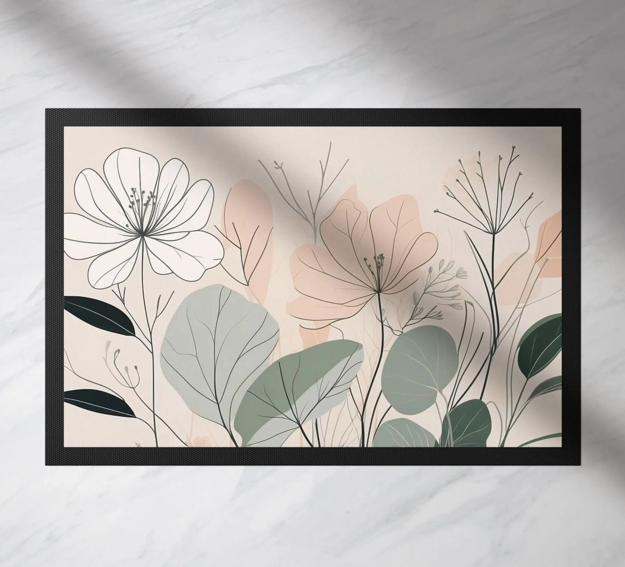 Elegant floral design featuring soft colors and delicate doormat by DesignDoodle