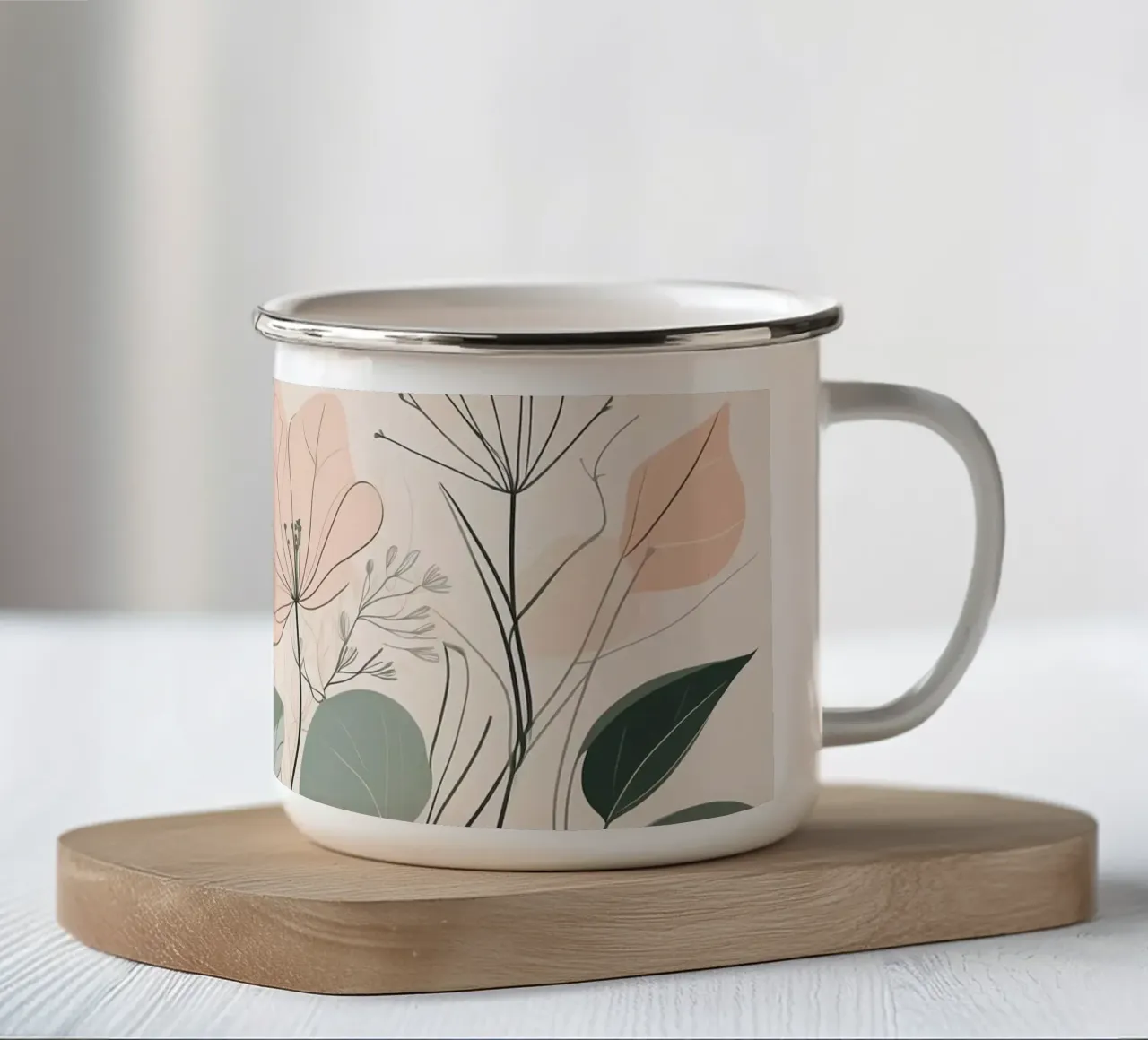 Elegante design floreale con colori tenui e delicati tazza in smalto da DesignDoodle