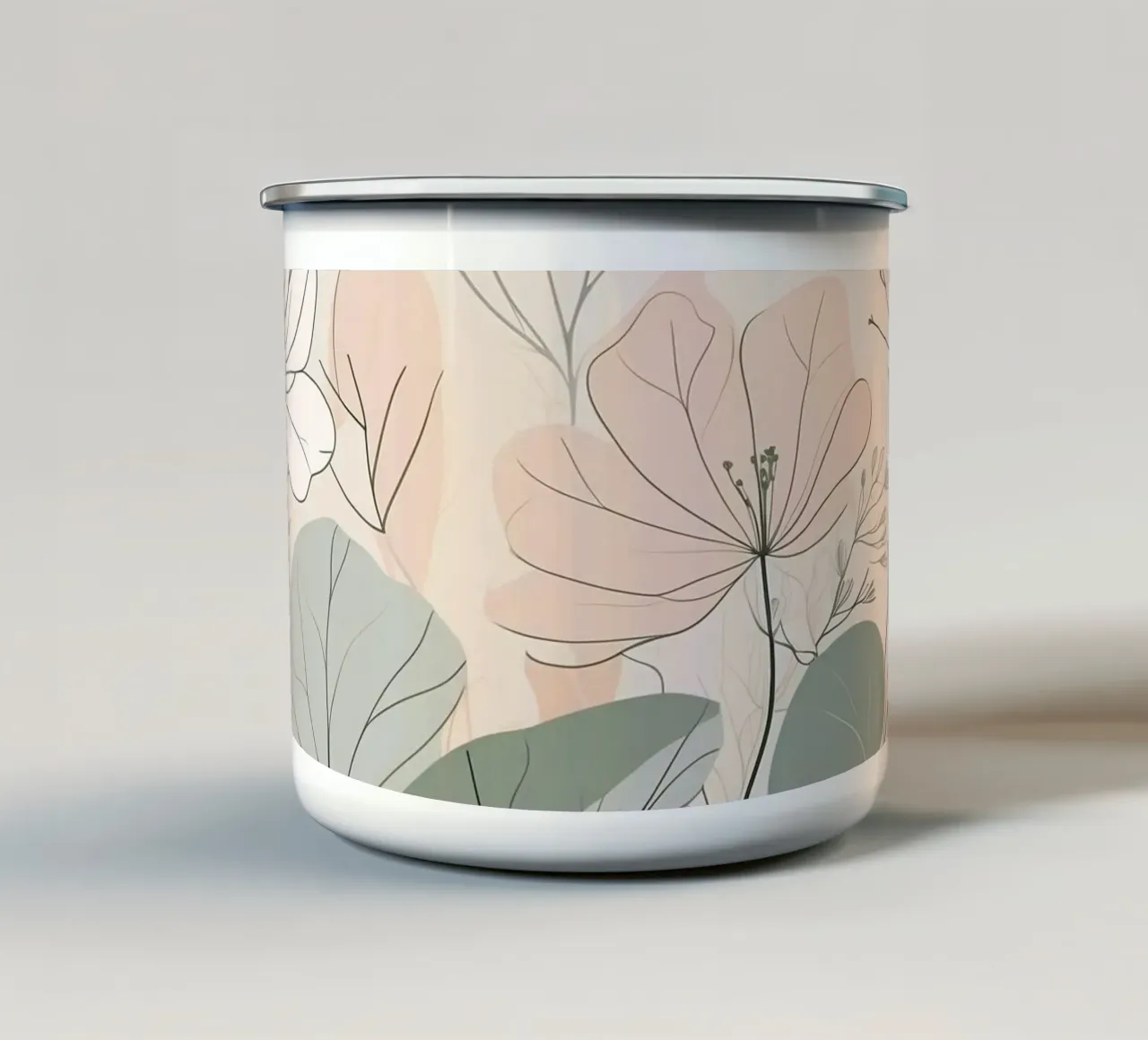 Elegante design floreale con colori tenui e delicati tazza in smalto da DesignDoodle
