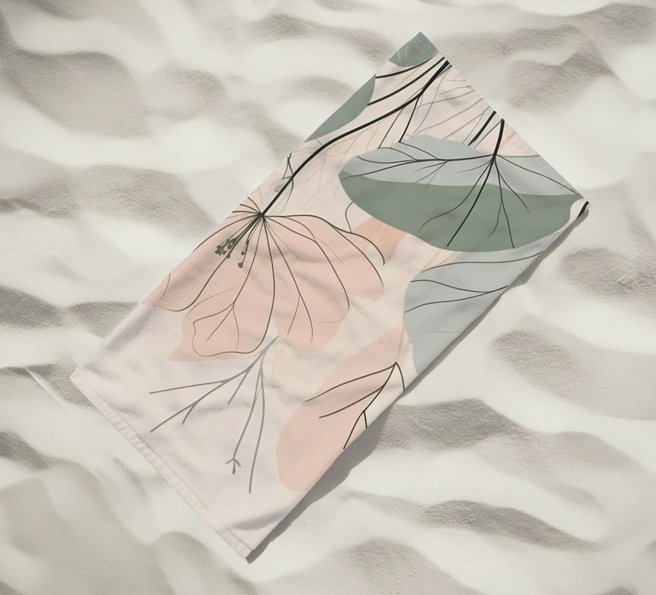Elegant floral design featuring soft colors and delicate beach towel by DesignDoodle