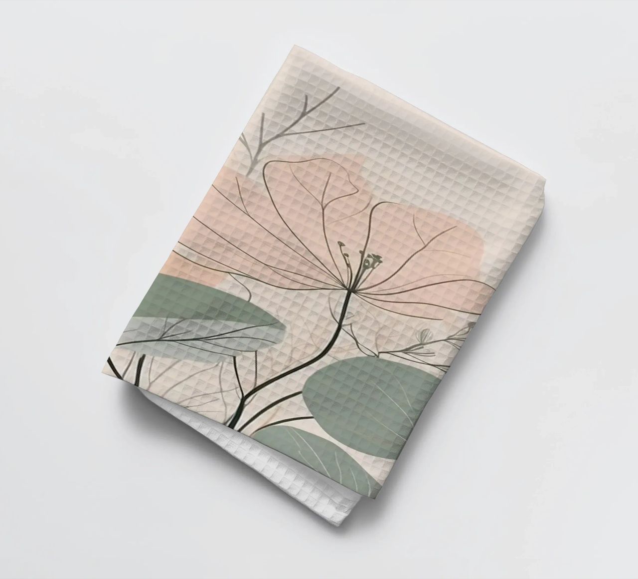 Elegant floral design featuring soft colors and delicate tea towel by DesignDoodle