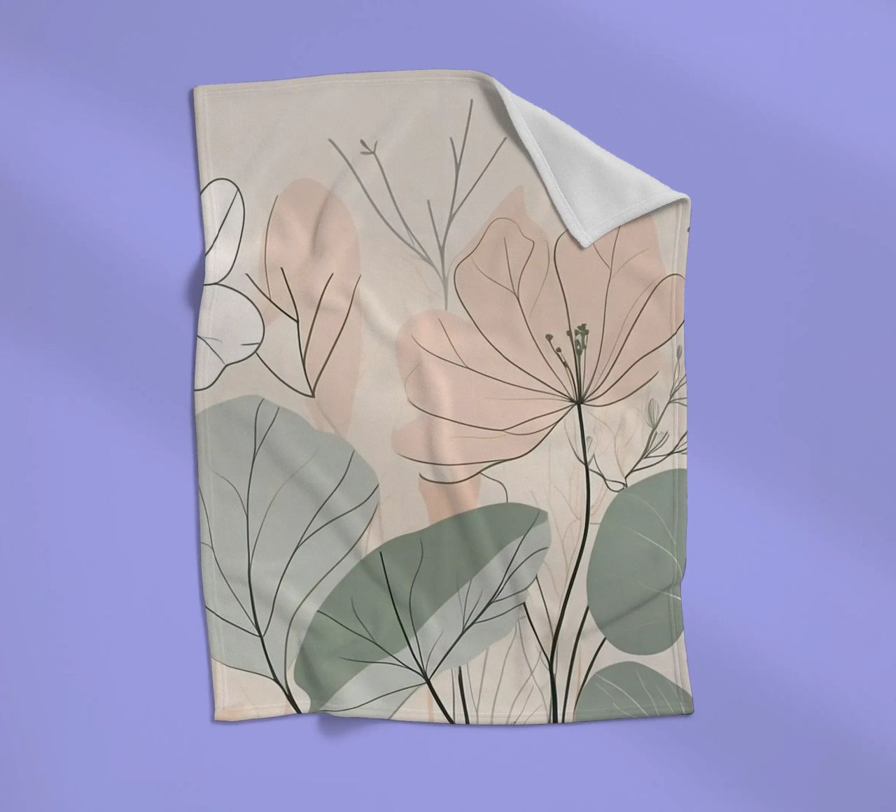 Elegant floral design featuring soft colors and delicate fleece blanket by DesignDoodle