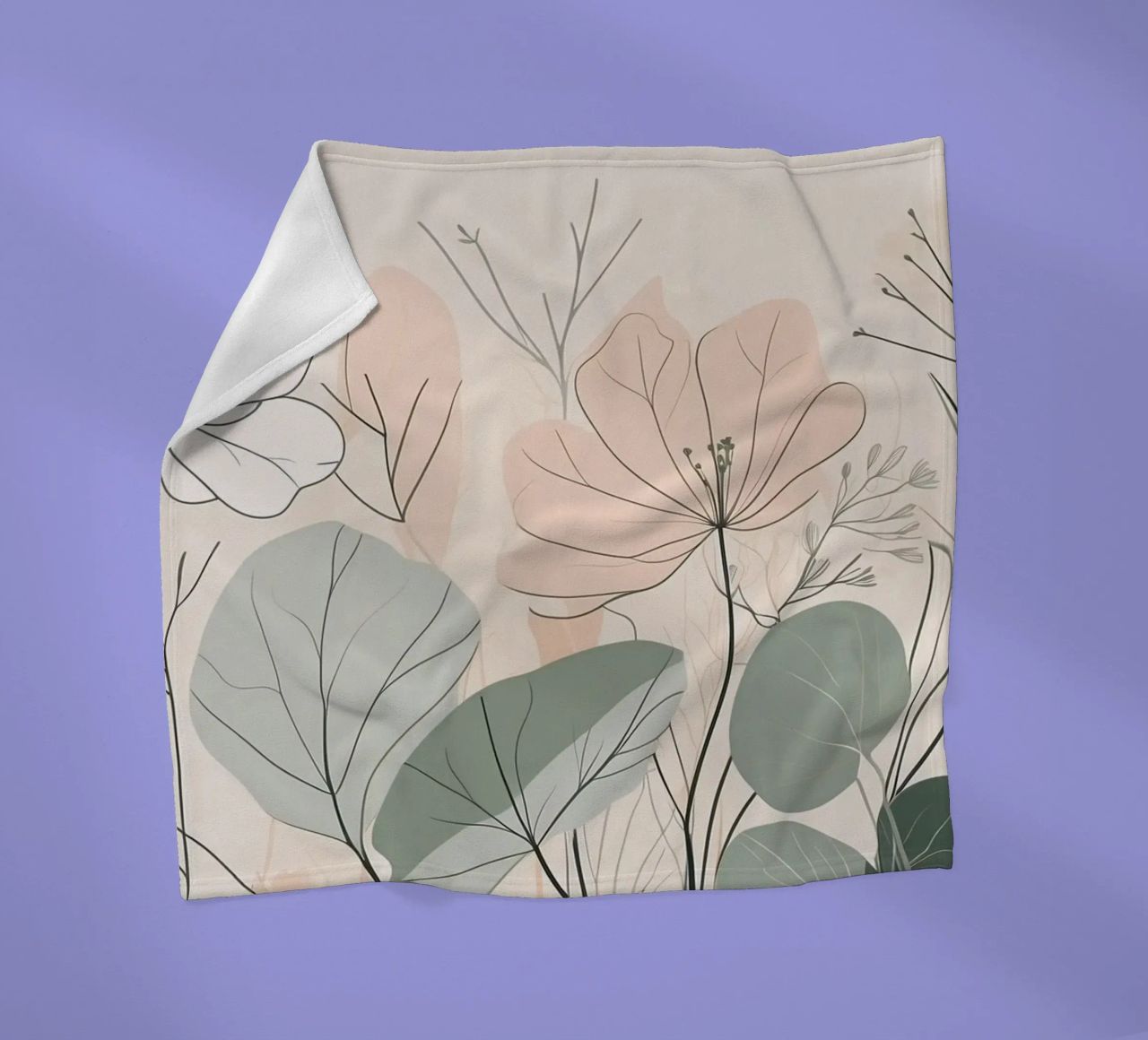 Elegant floral design featuring soft colors and delicate fleece blanket by DesignDoodle
