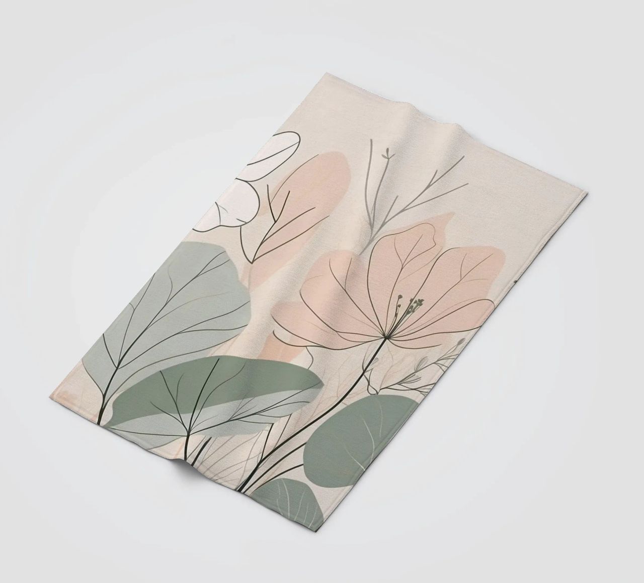 Elegant floral design featuring soft colors and delicate fleece blanket by DesignDoodle