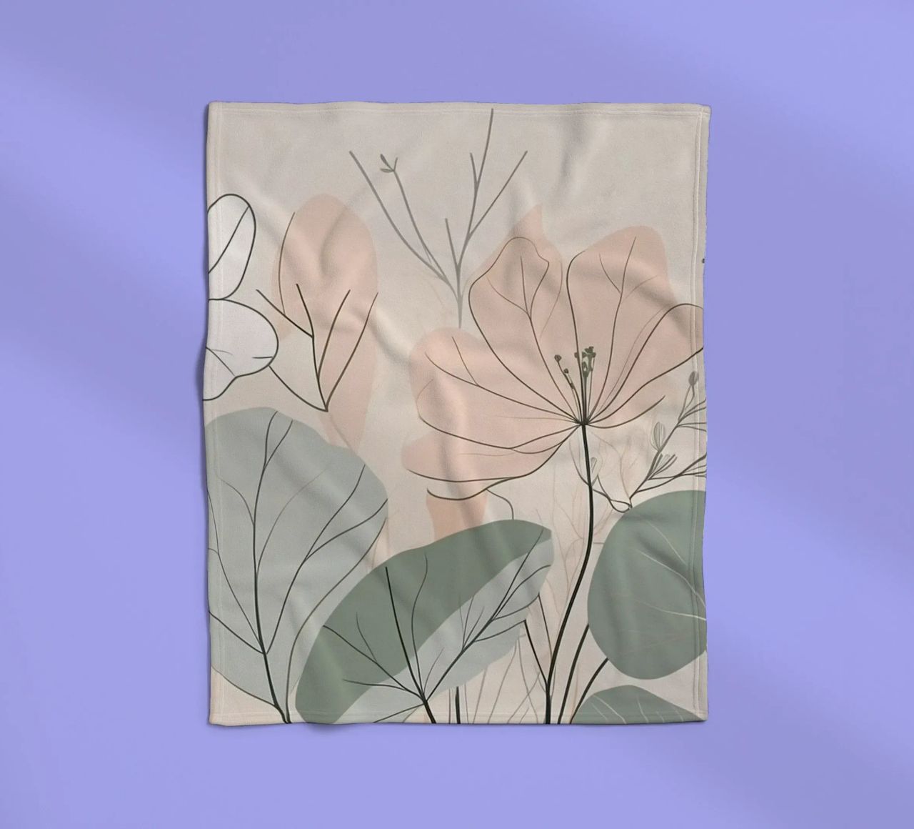 Elegant floral design featuring soft colors and delicate fleece blanket by DesignDoodle