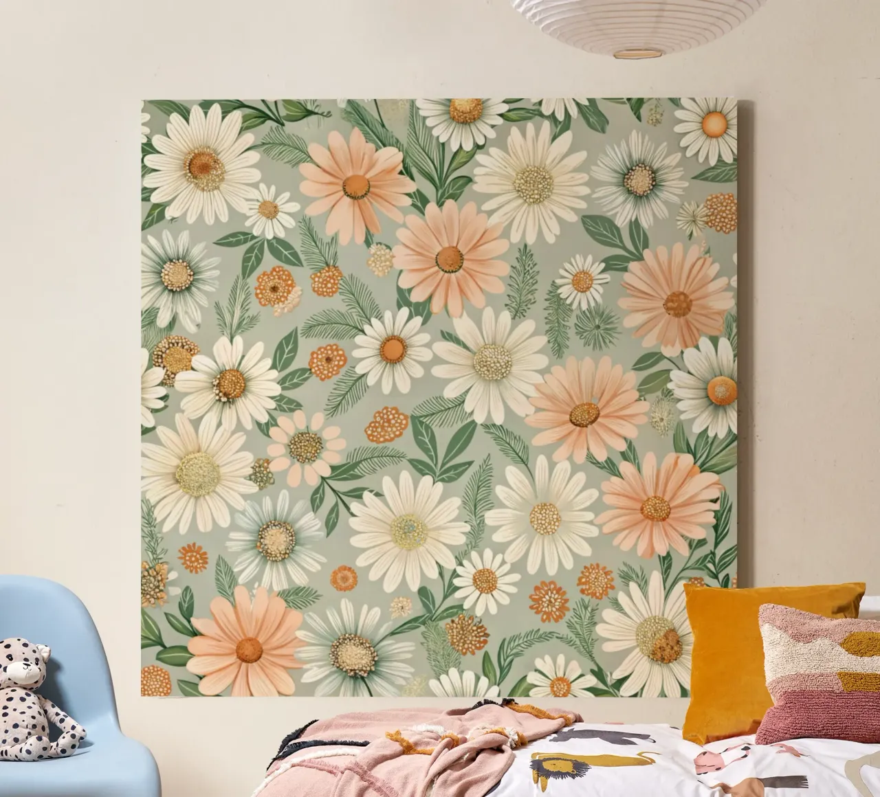 Daisy Reverie tela con Cornice a cassetta da Botanical Pattern House
