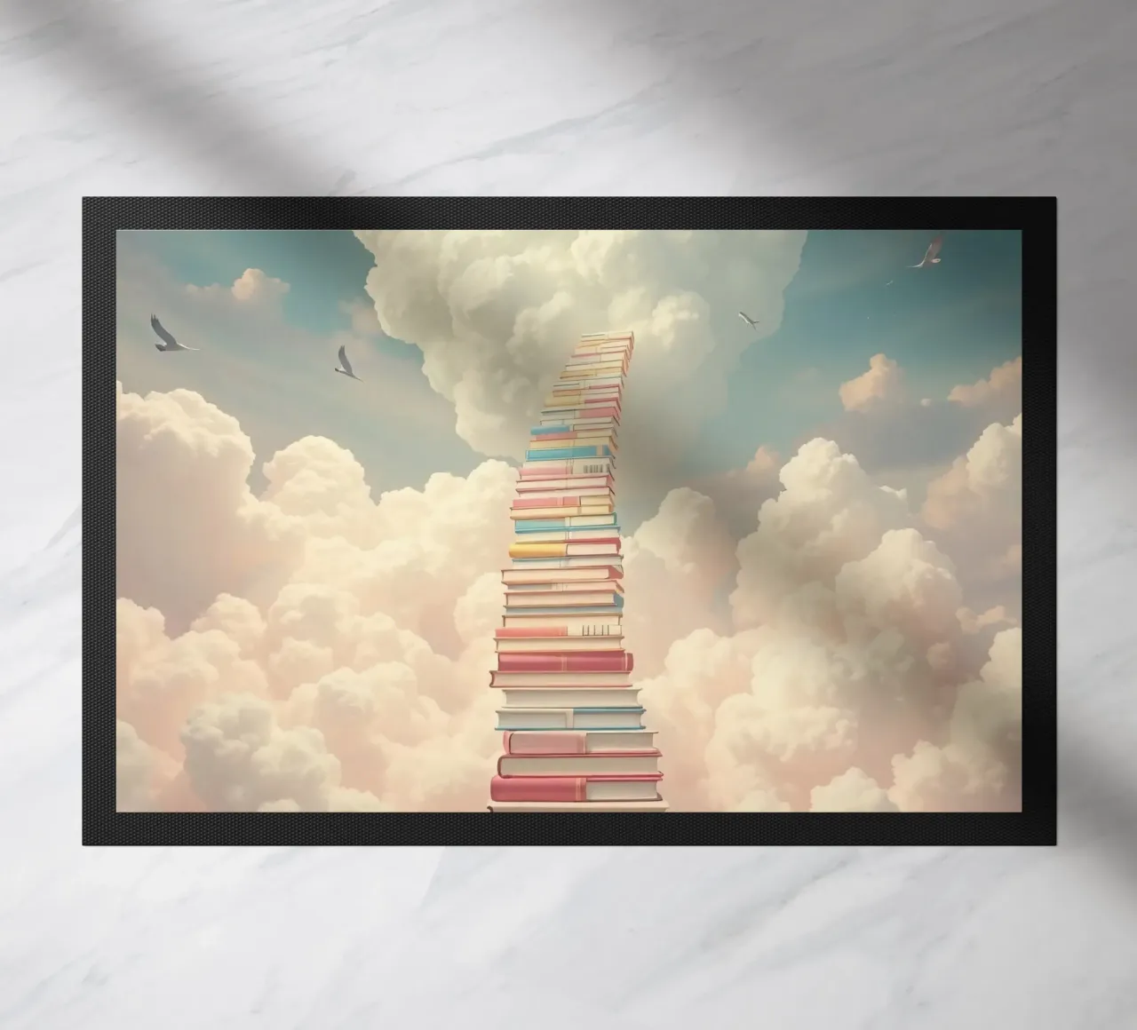 I libri creano una scala surreale che porta alle nuvole zerbino da DesignDoodle