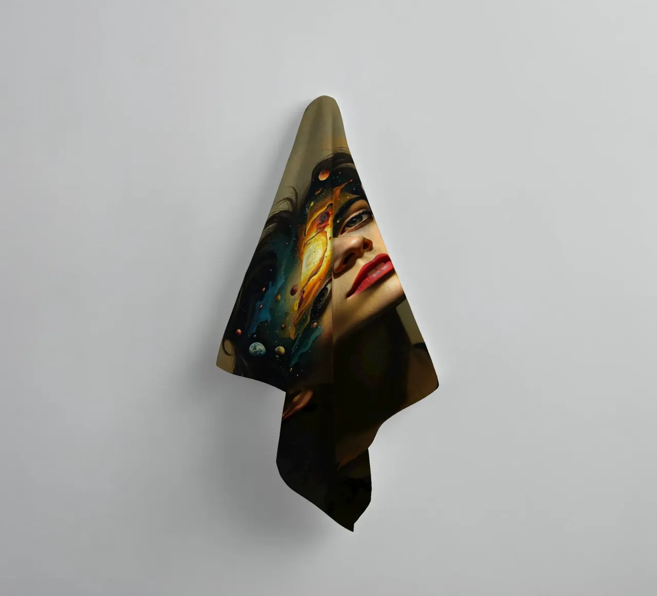 person with a cosmic scene emerging from their head towel by DesignDoodle