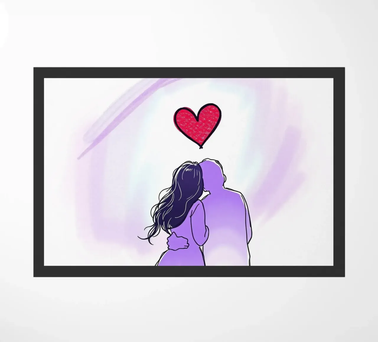 Coppia che condivide un momento di intimità ammirando zerbino da DesignDoodle