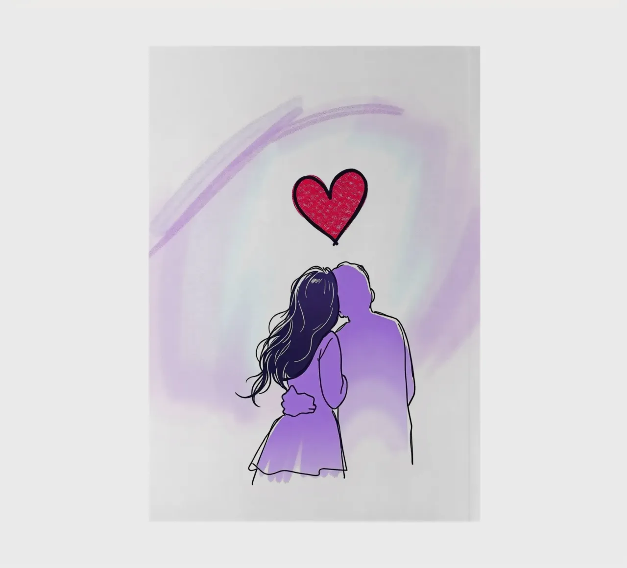 Couple sharing an intimate moment while admiring notebook by DesignDoodle