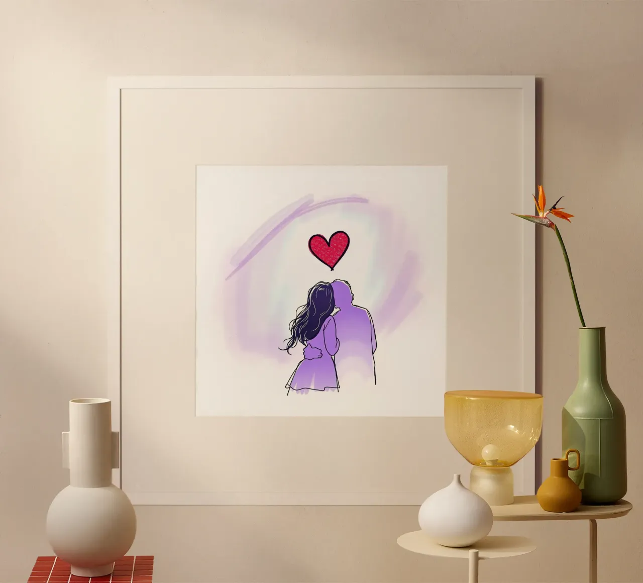 Coppia che condivide un momento di intimità ammirando carta hahnemühle da DesignDoodle