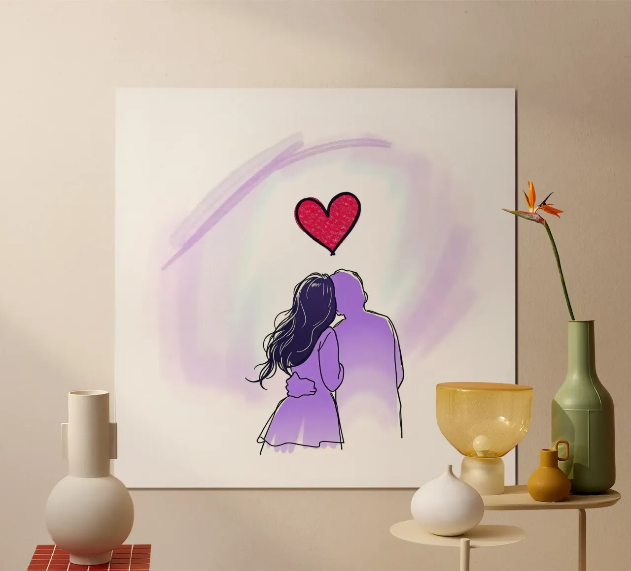 Coppia che condivide un momento di intimità ammirando carta hahnemühle da DesignDoodle