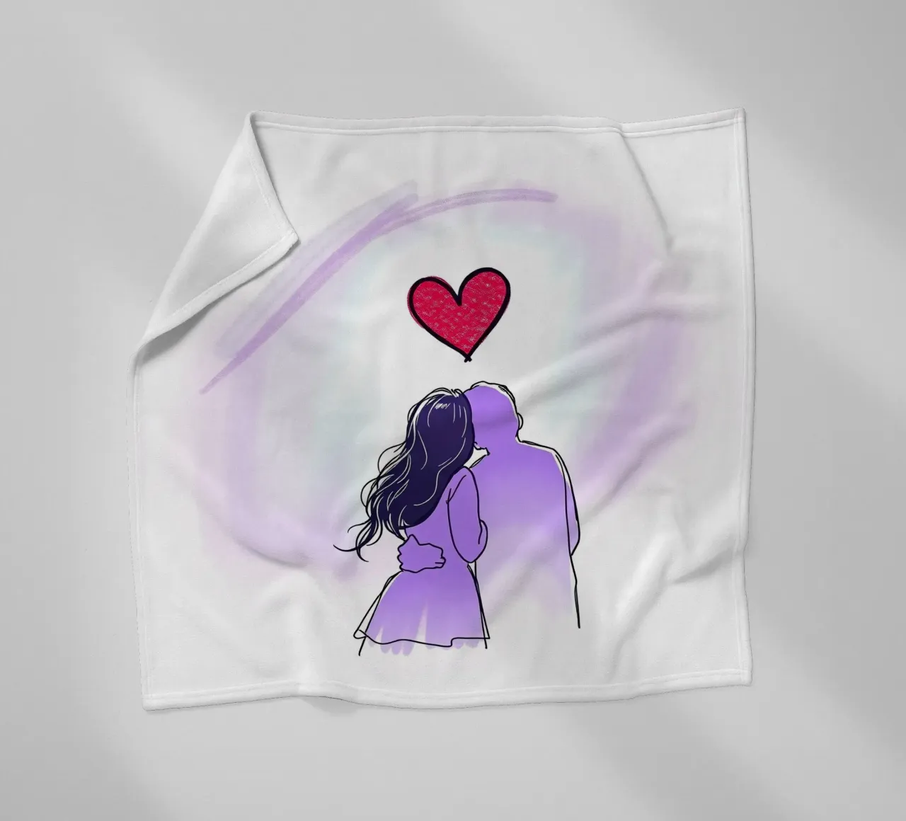 Coppia che condivide un momento di intimità ammirando coperta in pile da DesignDoodle