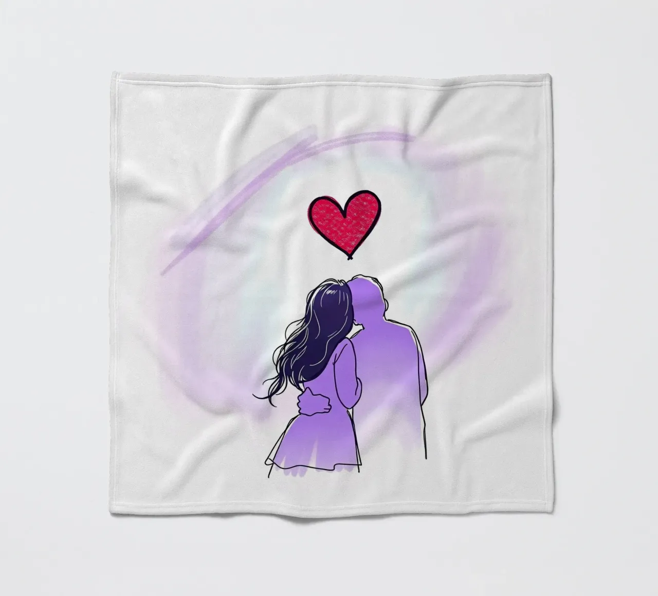 Coppia che condivide un momento di intimità ammirando coperta in pile da DesignDoodle