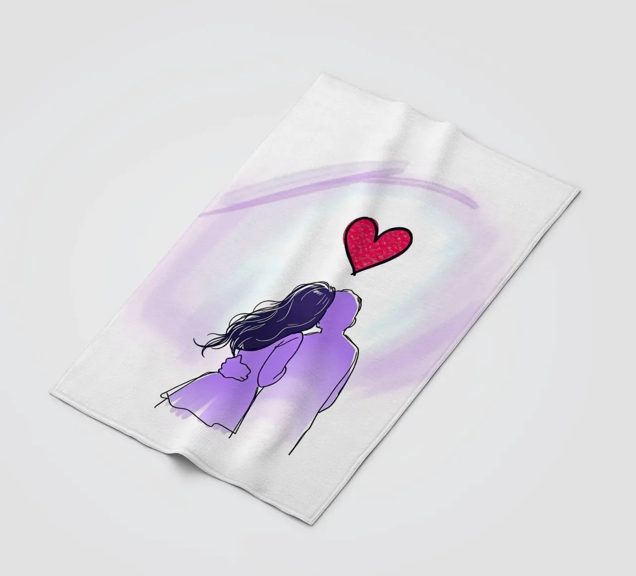 Coppia che condivide un momento di intimità ammirando coperta in pile da DesignDoodle