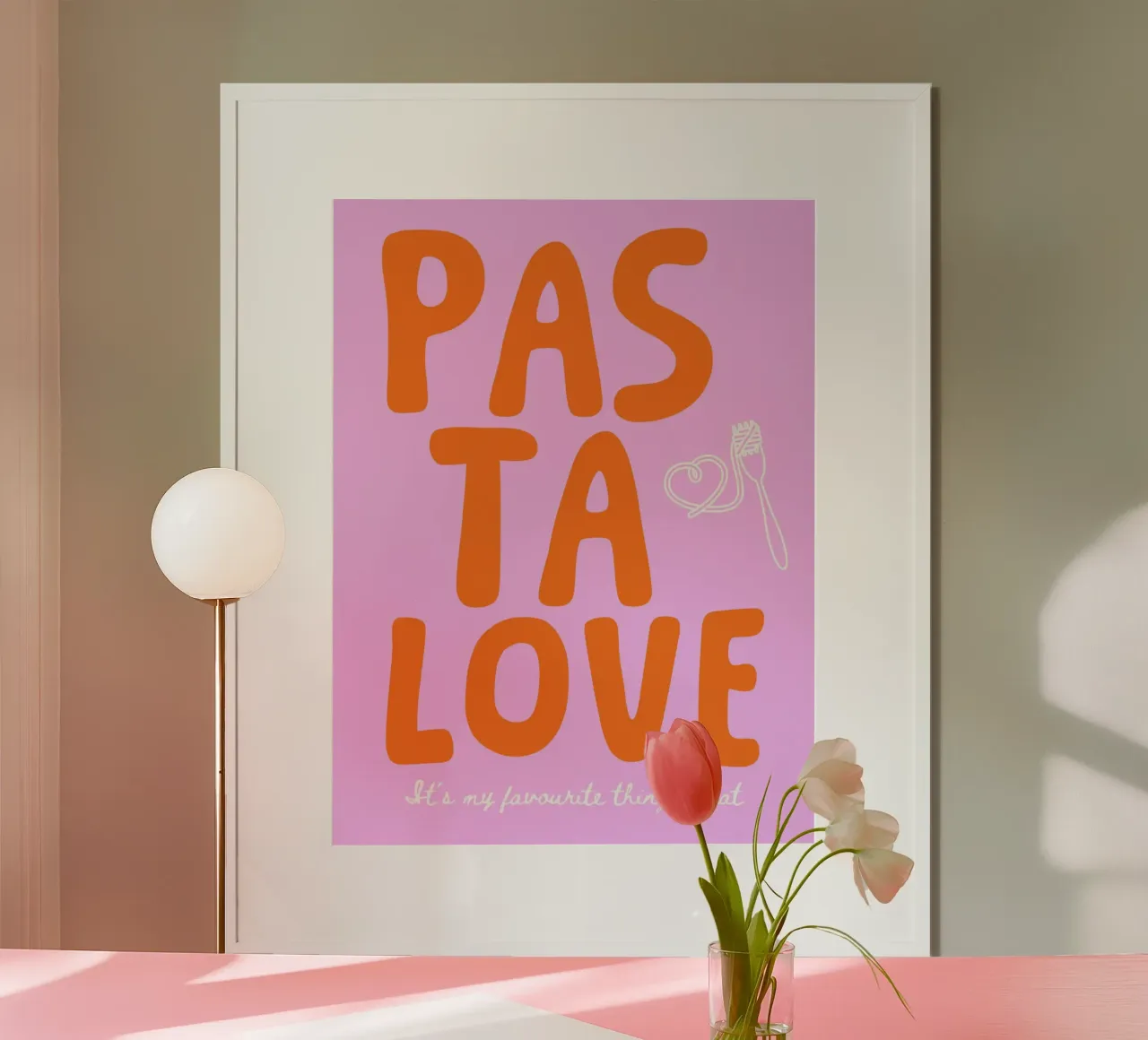 Pastalove - mehrere Farbvarianten poster con telaio in legno da Ohkimiko