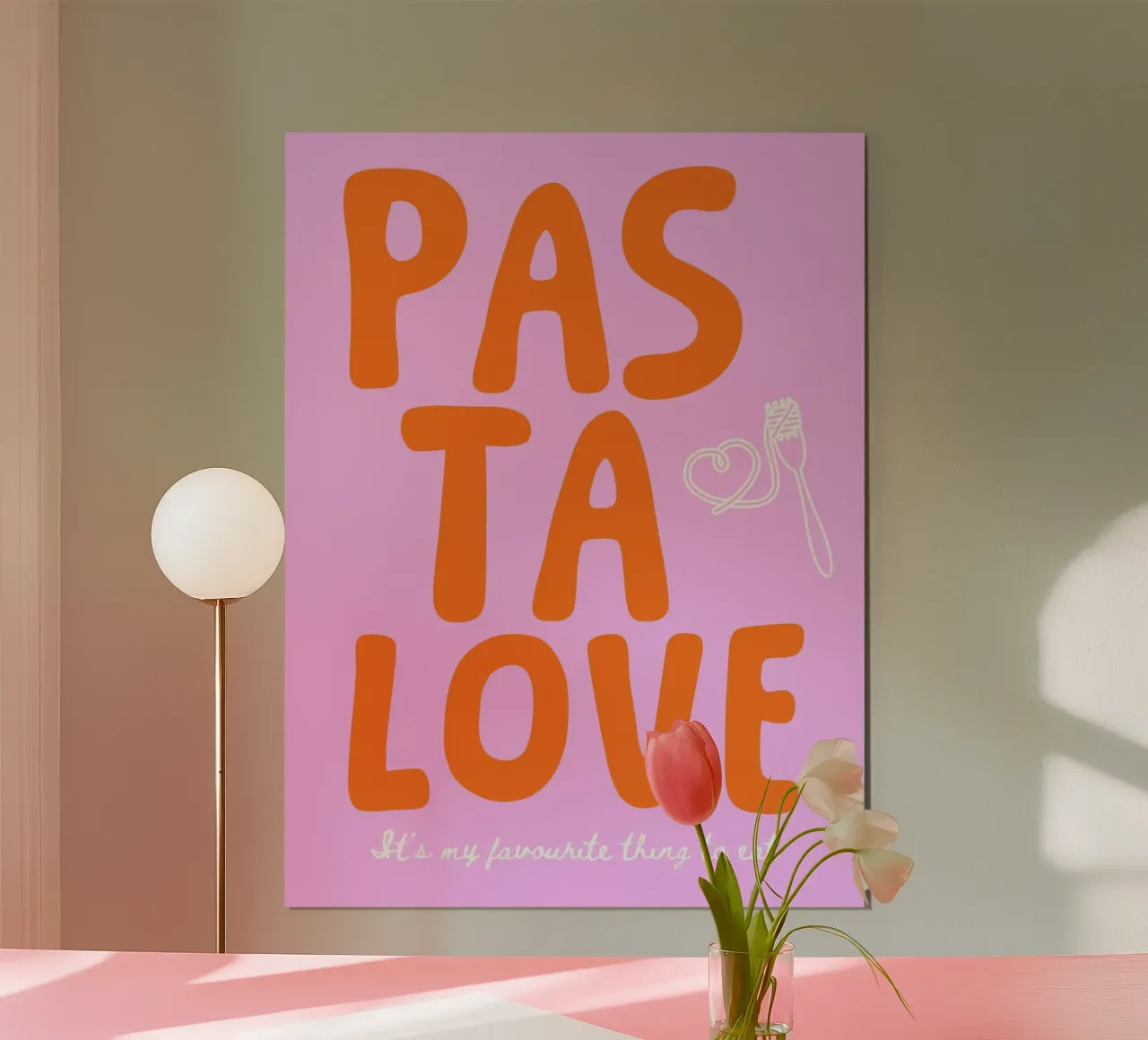 Pastalove - mehrere Farbvarianten poster con telaio in legno da Ohkimiko