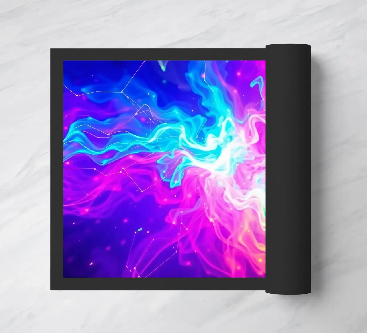 Colorful abstract swirl of light & energy fills the backdrop doormat by DesignDoodle