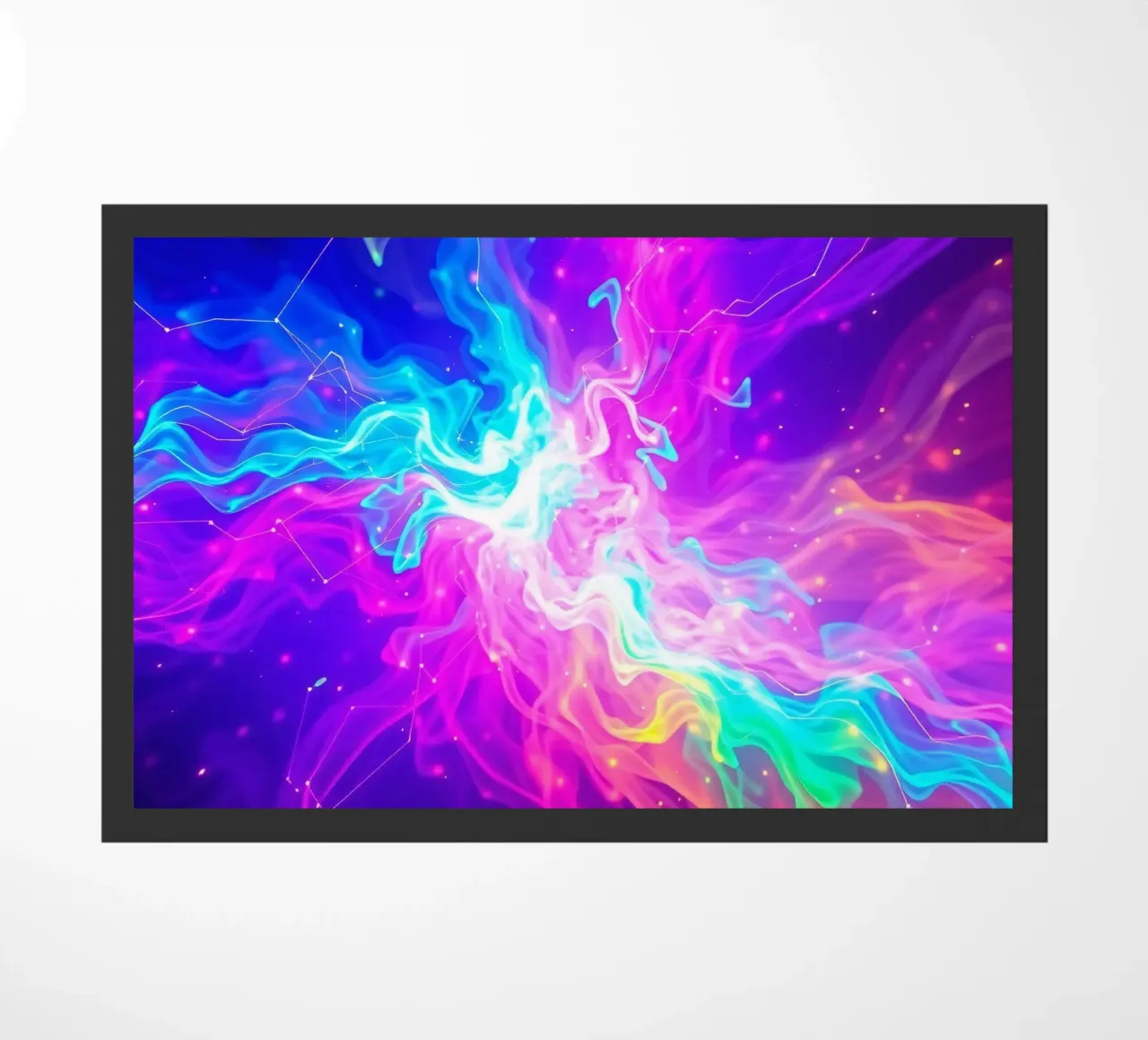 Colorful abstract swirl of light & energy fills the backdrop doormat by DesignDoodle