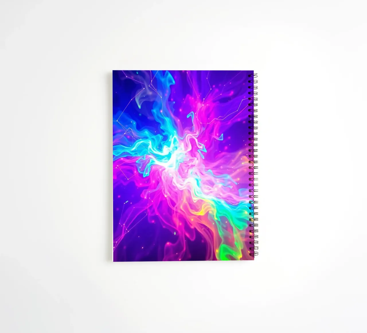 Colorful abstract swirl of light & energy fills the backdrop spiral notebook by DesignDoodle