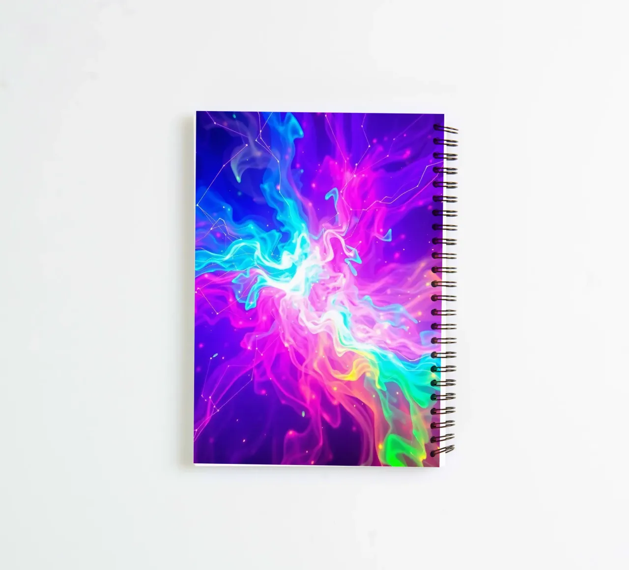Colorful abstract swirl of light & energy fills the backdrop spiral notebook by DesignDoodle