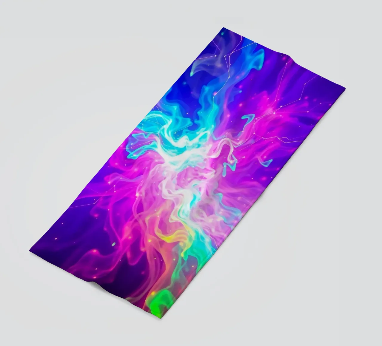 Un colorato vortice astratto di luce ed energia riempie lo sfondo telo mare da DesignDoodle